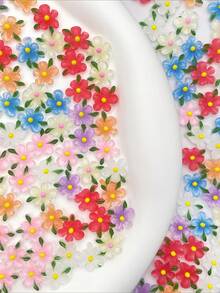 30pcs Mixed Color Gardenia 5-Petal Nail Art Charms, Glow-In-The-Dark 3D Fresh Clear Resin Nail Rhinestones, Small Decorative Accessories For Phone Case, Hair Clip, Earrings - Multicolor - View 6