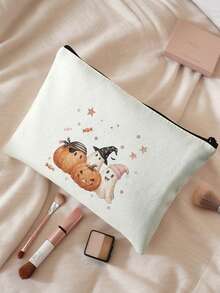 1pc, Makeup Bag, Multi-Scenario Universal, Extra Large Capacity, Ultra-Lightweight & Portable, Versatile & Practical, Halloween Pattern Printed Toiletry Bag, Cosmetic Bag, Large Capacity Toiletry Bag, For Lipstick, Brushes, Skincare, Phone, Coins, Small Items, For Home, Gift, Vacation And Holiday Multi-Functional Use, Teenager Toiletry Storage Bag - Multicolor - View 2