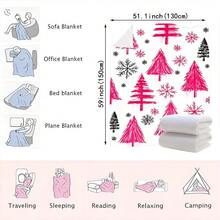 1PC Christmas Tree And Snowflake Print Blanket - Made Of Soft Plush Flannel, Perfect For Sofas, Beds, Or Recliners. It Is Ideal For Holiday Decorating, Home Decor And Gift Giving - Multicolor - View 13