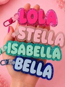 Personalized Bubble Name Keychain, Custom Acrylic Backpack Tag, Cute School Bag Charm - Multicolor - View 2