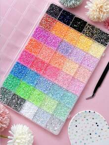 1 Box Random Mixed Color ABS Resin Rhinestone Decor Set, Round Resin Crystal Rhinestone Decor, Suitable For DIY, Tumbler, Clothing, Shoes, Phone Case Handmade Decoration - Multicolor - View 2
