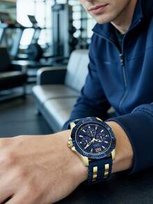 Guess Men's Bracelet Watch Round Multi-Dial Chronograph Style Textured Bezel Rugged Dial Quartz-Style Business Casual Office Daily Wear Special Edition - one-size - View 6
