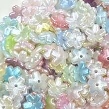 120pcs Multicolor Pearl Luster Five‑Petal Flower Acrylic Center Hole Loose Beads For DIY Bracelets, Phone Charms, Keychains Handmade Craft Supplies - Multicolor - View 1