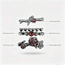 4pcs Watch Band Decorative Rings, Zinc Alloy Rose Flower Metal Sliding Charms, Suitable For Apple Watch Silicone Band, Smart Watch Band Jewelry Accessories, For Women, Available In Silver/Rose Gold/Gold (Band Not Included) - Mouldless - View 3