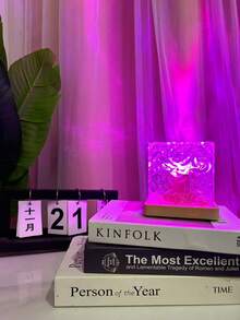 1pc 16-Color Water Ripple Projection Night Light, Glowing Cube Crystal Lamp With Touch/Remote Control, Perfect For Bedroom, Game Room, Party And Special Occasions Like Christmas, Valentine's Day, Wedding And Birthday - Multicolor - View 4