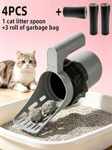 1pc Large Capacity Cat Litter Scoop + 1pc Trash Bag, Non-Contact Design, Ergonomic Handle And Plastic Structure, Easy To Clean, Suitable For Indoor/Outdoor Use, Indoor Pet Care, Modern Pet Supplies, Durable - Multicolor - View 6