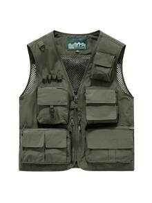 Men's Spring/Autumn Lightweight Outdoor Workwear Multi-Pocket Tactical Vest Jacket - Army Green - View 3