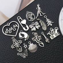 15pcs Alloy Antique Silvery Mixed Style Pendant Jewelry Making DIY Earring Pendant Various Design Charms For Jewelry Making Bracelets Necklace - Antique Silver - View 6