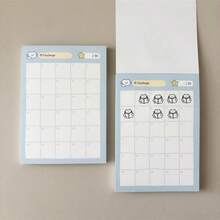 Kawaii Cat 30‑Day Challenge Tracker Notepad, Aesthetic Blue Habit Checklist Memo Pad, Daily Goal Planner Sheet For Journal Supplies - one-size - View 3