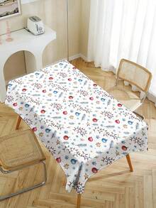 1pc Christmas Series Pattern Printed Tablecloth, Modern Style Polyester Fiber Rectangular Round Waterproof Tablecloth, Digital Printed Tablecloth Suitable For Living Room Home Use, Outdoor Dining Table, Small Round Table - Multicolor - View 11