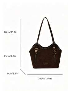Tas Tote Besar Modis dan Elegan untuk Wanita, Tas Bahu, Tas untuk Bepergian - Kopi - View 8