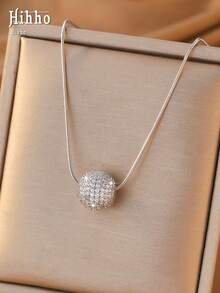 Hihho 1pc New Sparkling Zirconia & Bead Pendant Necklace, Elegant Clavicle Chain, Suitable For Work, Commute, Daily Wear, Dates, Gatherings With Friends - Necklace - View 15