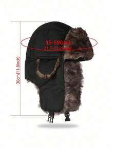 1pc Winter Ear-Flap Warm Windproof Trapper Hat, Outdoor Travel Cycling Thermal Lined Cold-Proof Ski Hat, Winter Plush Hat, Suitable For Winter Outdoor Ear And Neck Protection Warmth - Black - View 3