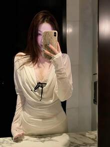 Early Autumn Sheer Scoop Neck T-Shirt Women Slim Fit Flattering Sexy Top, Layering With Innerwear Required - White - View 9