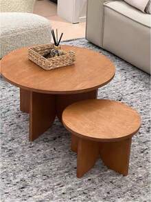 1pc Vintage Creative Solid Wood Coffee Table, B&B Decor Small Table, Minimalist Cafe Leisure Table, Sofa Side Table, Tea Table - Coffee Brown - View 7