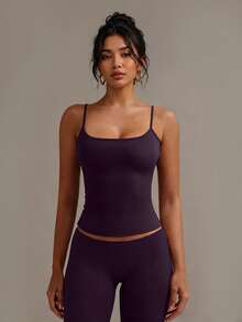XLLAIS Women's Elastic Casual Versatile Solid Color Camisole Summer - Plum Color - View 1