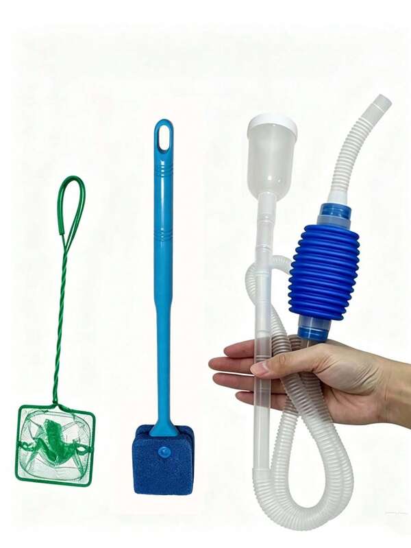 3PCS Aquarium Cleaning Tool Set, Fish Tank Cleaning Brush Set, Home Fish Tank Water Change Cleaning Maintenance Tools