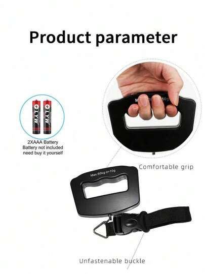 One Portable Electronic Scale For Outdoor Use, Luggage Scale With Hook, Can Also Be Used As A Fishing Scale Or Parcel Scale, Maximum Weight Capacity 50 Kg, Mini Shopping Scale, Suitable For Travel Use, Batteries Not Included. [Hot Selling]
