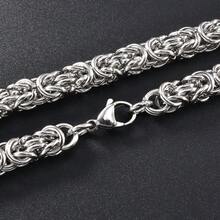 1件個性化時尚18K白金鍍銀不鏽鋼幾何拼接鏈項鍊，嘻哈街頭風，男女通用，適合日常與派對穿著 - 銀色 - 查看 2