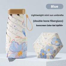 UPF50+ UV Protection, Lightweight Portable Travel Umbrella, Mini Windproof Waterproof Folding Sun Umbrella, UV Protection, Colorful Coating Fabric, Fashion Floral Design, For Women - A - View 15