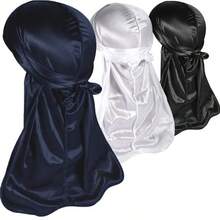ZTZI 3件裝絲綢杜拉格，黑白絲綢波浪帽附長尾，適用於編髮、髒辮與360波浪髮型 - W3件裝4801 - 查看 20