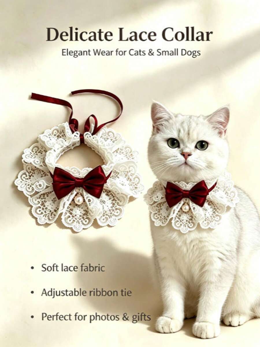 1pc Cute Cat Bowknot Detachable Floral Pattern Collar, Beautiful And Elegant, With Bell, Suitable For Indoor Cats, Kittens, Puppies, Small Dogs And Other Small Pets, Cat Accessories - Multicolor - View 1