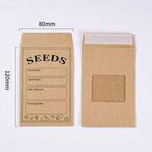 50pcs Kraft Paper Seed Storage Envelopes With Transparent Window, Pre-Printed Seed Record Template, Self-Sealing Reusable Seed Bags, Vegetable Flower Herb Seed Collection Paper Storage Envelopes, Garden Harvest Seed Organizing Envelopes - Wood Color - View 7