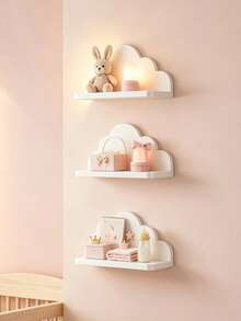1/3pcs Cute Cloud Wall Shelf, Kids Room Decoration Display Rack - Multicolor - View 6
