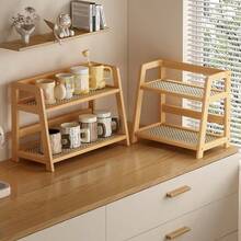 Bamboo Double-Layer Storage Rack, Teacup And Coffee Cup Holder, Seasoning Storage Rack, Flower Stand And Bookshelf, Suitable For Kitchens, Offices And Other Places, Fast Drainage And Ventilation, Moisture-Proof And Mildew-Proof - Multicolor - View 13