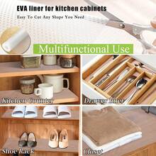1 Roll Kitchen Cabinet Refrigerator Mat, Waterproof And Oil-Proof, EVA Material Plastic Drawer Liner, Non-Stick Refrigerator Mat, Suitable For School, Office, Home, Travel, Back To School Supplies - A - View 5