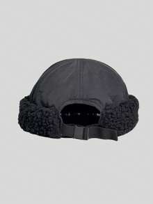Unisex Winter Sailor Hat, Lamb Fleece Lined Rimless Knit Cap With Adjustable Strap, Warm Windproof Casual Skull Cap For Daily Outdoor Wear - Plush Landlord Hat - View 4