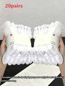 20 Pasang Kaos Kaki Pria Minimalis Putih Polos, Menyerap Keringat dan Bernapas, Kaos Kaki Setinggi Betis untuk Olahraga Lari Sehari-hari, Kaos Kaki Pasangan, Cocok untuk Semua Musim - Putih - View 4