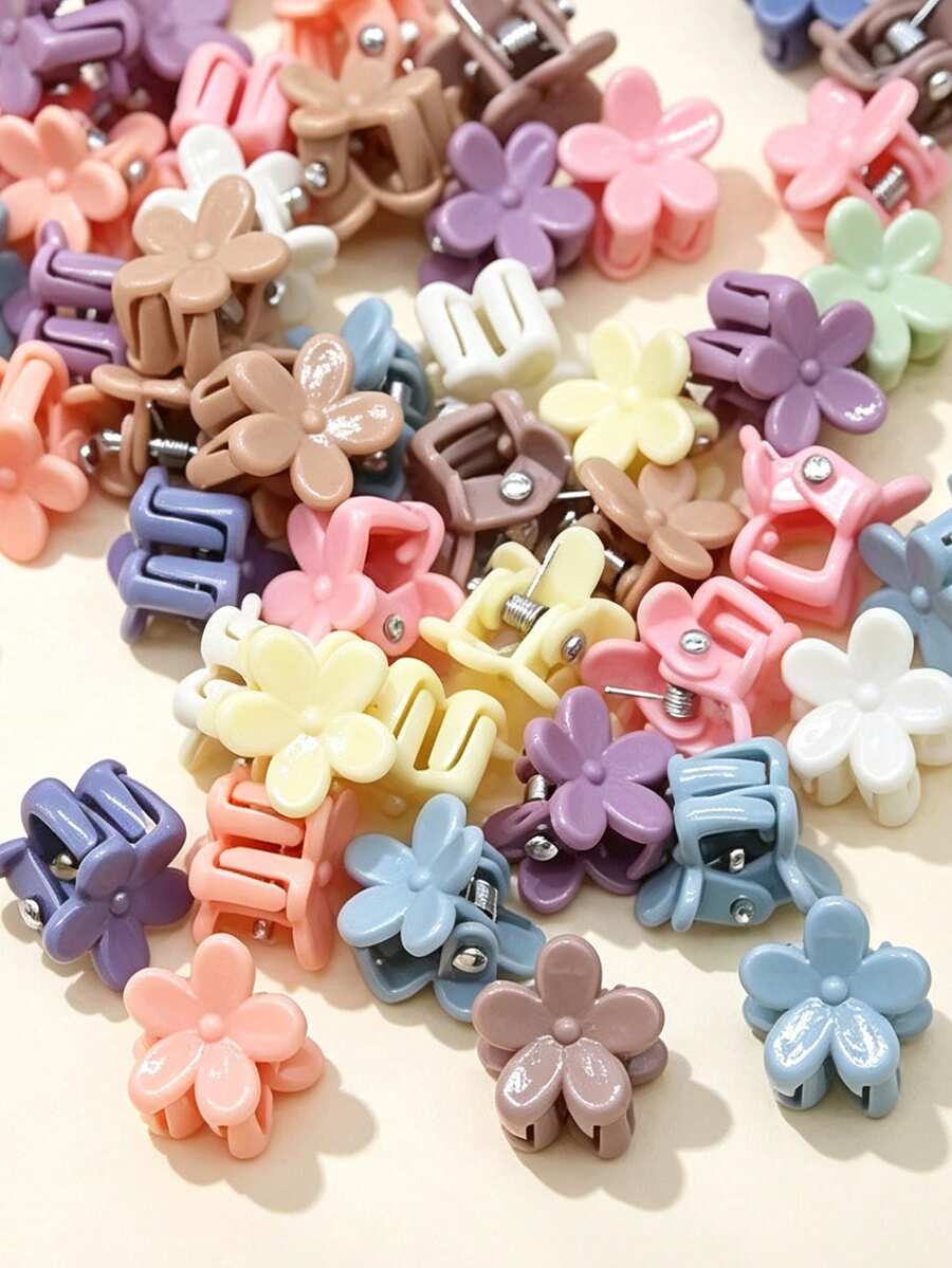 80/100入兒童莫蘭迪色雛菊迷你髮夾，多功能日常髮飾（隨機顏色與款式） - 彩色 - 查看 1