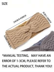 1PC New Fashion Thermal Lined Solid Color Warm Ear-Protective Wide Band Knitted Acrylic Headband Hair Accessory For Autumn/Winter Sports - As Shown - View 4