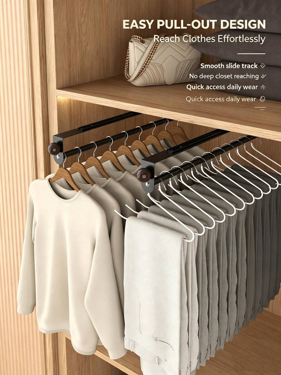 Closet Storage Rack, Expandable Clothes Rack, Bedroom Walk-In Closet Storage Shelf, Multi-Functional Expandable Storage Rack, Strong Load-Bearing Capacity, Expandable Design, Save And Optimize Closet Space - White - View 1