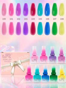 JR 126 Colors Gel Nail Polish Ivory 15ml 9pcs Bow & Ribbon Filled Bottle Set Soak-Off UV LED Girls Gift - Multicolor - View 1