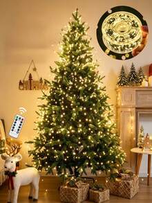 USB Powered LED Christmas Tree String Lights, 8 Lighting Modes, With Remote Control, Timer, Adjustable Brightness Warm White Star Lights, Green Wire Decorative Lights, Suitable For Christmas Tree, Holiday Indoor And Outdoor Decoration - One Size Fits All - View 4