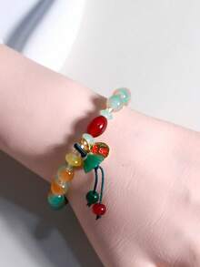 1pc Crystal Beaded Bracelet, Simple And Unique Design, Sweet Girl Style, Matching Bestie - Multicolor - View 4