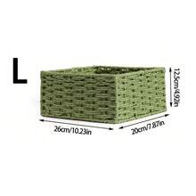 1个/3个装手工编织收纳篮，可用于存放化妆品、钥匙、零食，也可作家居装饰、客厅、卧室、办公桌面收纳盒或情人节礼物。 - 綠色 - 查看 10
