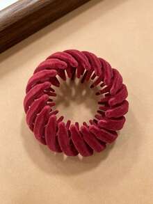 1/4pcs Women's Flocked Bird Nest Hair Bun Maker, Slouchy High Ponytail Styling Tool, Bun Fixing Hair Accessory, Simple Versatile Multi-Color Hair Clips - Multicolor - View 5
