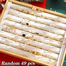 Random 22/49/70pcs Hollow Heart Rotating 8-Shaped Rings Black Resin Artificial Pearls Pendant Heart Butterfly Rings Set Christmas Holiday Gift Suitable For Men And Women - Yellow Gold - View 9