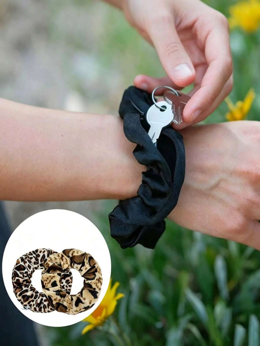 Bracelet Coin Purse, Suitable For Carrying Small Items During Travel, Outdoor Activities And Running. Elastic Zipper Design, Also Can Be Used As Hair Accessory, Ideal Choice For Women's Daily Use - Multicolor - View 1