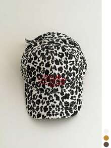 Women's Soft Top Distressed Leopard Print Long Brim Baseball Cap, American Vintage Street Style Baseball Cap, Personalized Cool Versatile Summer Face-Slimming Sun Protection Hat - Multicolor - View 14