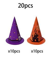 20/10pcs Halloween Wizard Hat Cone-Shaped Paper Gift Box Set, Halloween Party Guest Gift Box, Halloween Table Center Decoration, Halloween Storage Souvenir Gift, Halloween Thank You Packaging Box, Halloween-Themed Afternoon Tea Packaging Box - Multicolor - View 12