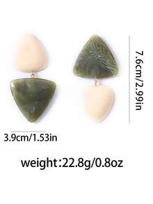 1pc Retro European And American Style Personalized Contrast Color Geometric Triangle Resin Pendant Exaggerated Earrings For Women - Personalized Earrings - View 9