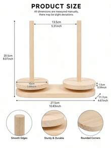 Rotatable Wooden Yarn Spindle Holder With Flower Shape Base, Handcraft Wool Thread Storage Stand, Yarn Ball Organizer Dispenser, Tabletop Sewing Accessory For Knitting, Crochet, Embroidery And Various Handmade DIY Projects - Dual Axis - View 2