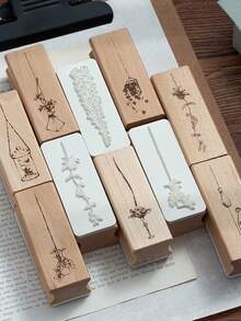 A Vintage Floral Wooden Stamp, Featuring Exquisite Flower And Plant Patterns, Perfect For Handmade DIY Scrapbooking Decorations, A Gift For Family. - Single Piece - View 2