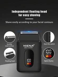 HIENA Portable Electric Shaver For Men, Reciprocating Foil Razor With Digital Power Display, USB Rechargeable Cordless Beard Trimmer, Mini Pocket Travel Shaver, Men Grooming Tool, Ideal Gift For Him - Black - View 6
