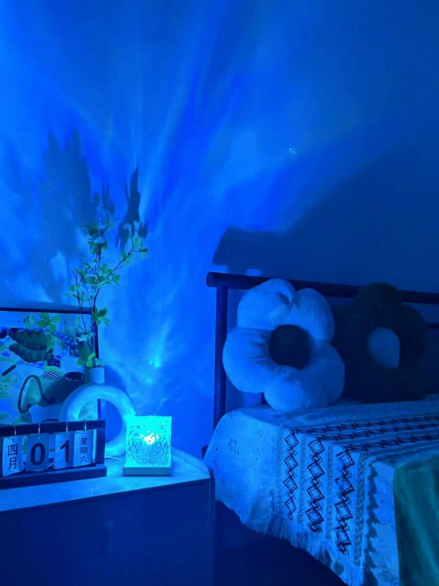 1pc 16-Color Water Ripple Projection Night Light, Glowing Cube Crystal Lamp With Touch/Remote Control, Perfect For Bedroom, Game Room, Party And Special Occasions Like Christmas, Valentine's Day, Wedding And Birthday - Multicolor - View 1