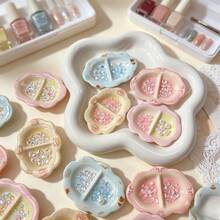 1pc 2-In-1 Nail Glitter Storage Box & Nail Color Palette, Dual Compartment Nail Gel Color Palette, Mini Graffiti Watercolor Palette, Multi-Functional Nail Rhinestone & Pearl Storage Tray - Multicolor - View 8